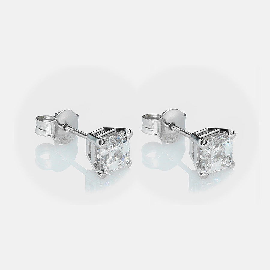 2 ct Asscher Cut Diamond Stud Earrings