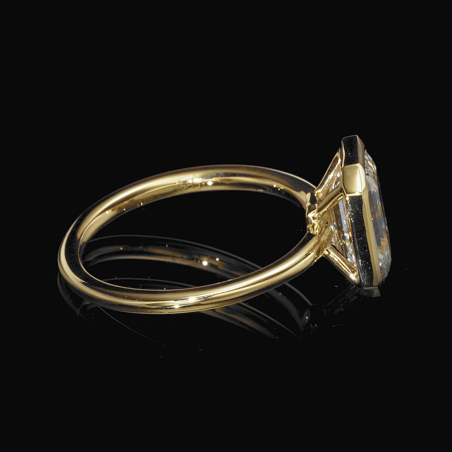 2.00 Carats Lab Grown Emerald Cut Bezel Set Solitaire Diamond Engagement Ring