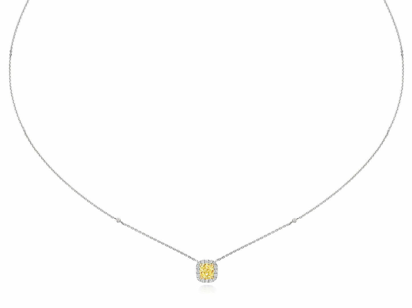 1.20 ct Fancy Yellow Cushion Cut Diamond Necklace Pendant - BenzDiamonds