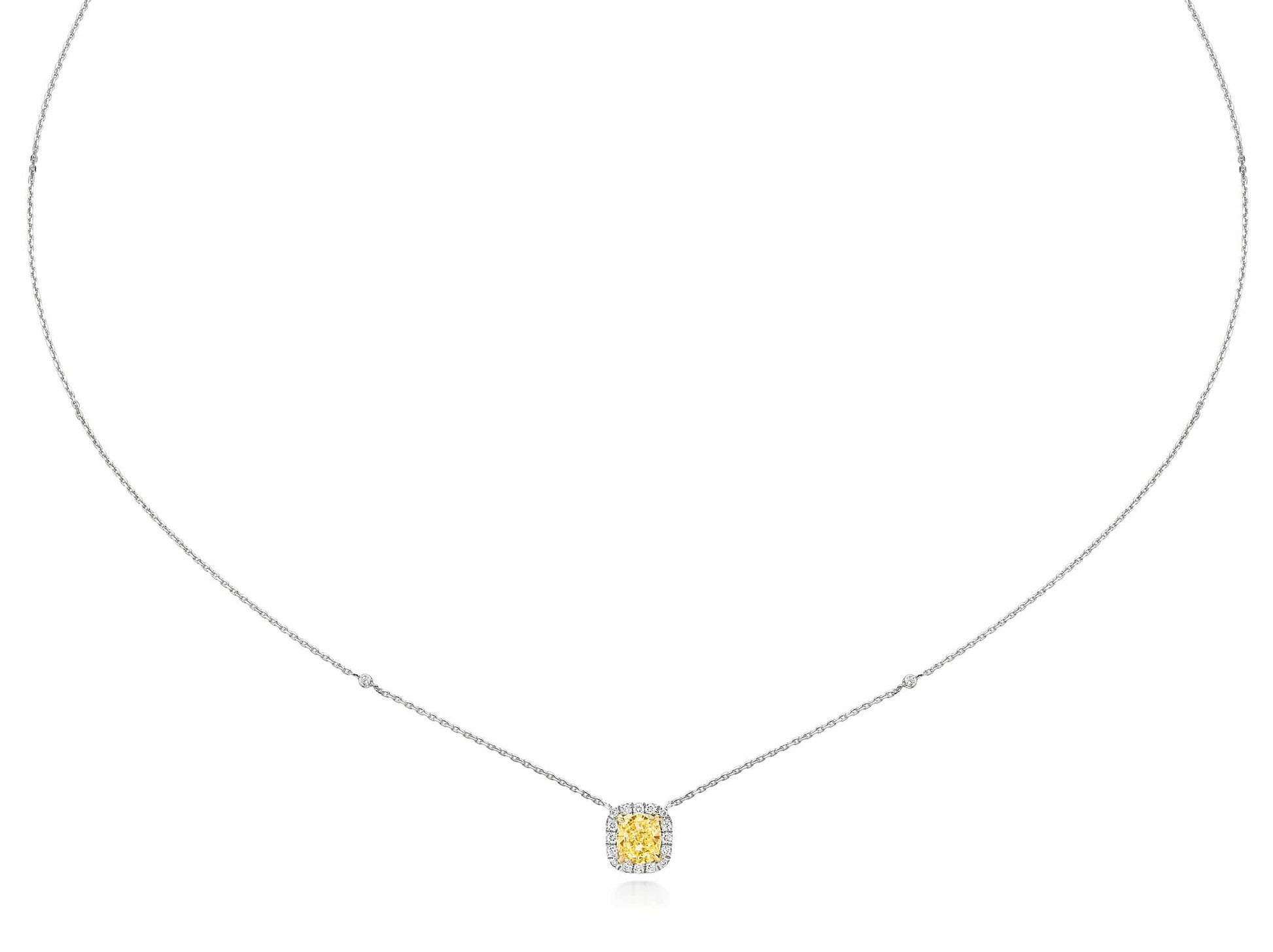 1.20 ct Fancy Yellow Cushion Cut Diamond Necklace Pendant - BenzDiamonds