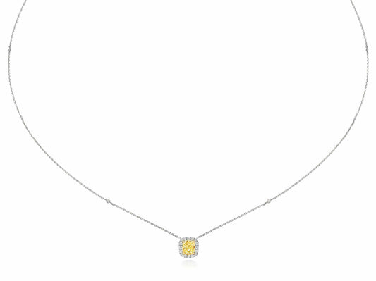 1.20 ct Fancy Yellow Cushion Cut Diamond Necklace Pendant - BenzDiamonds