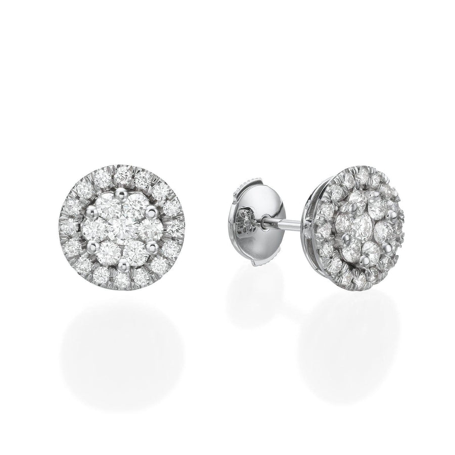 Big Round Diamond Cluster Earrings - BenzDiamonds