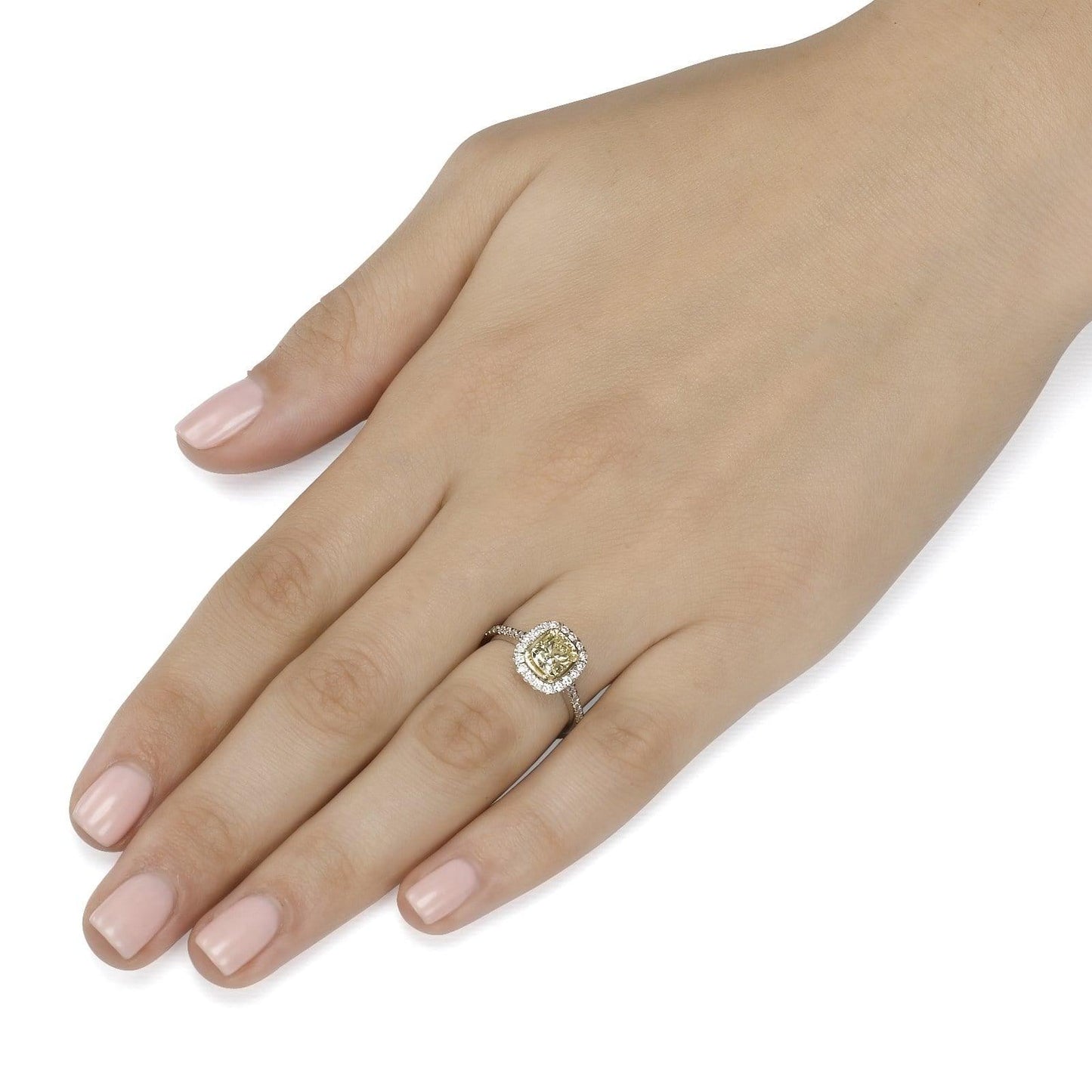 1.42 ct Fancy Yellow Cushion Cut Diamond Engagement Ring - BenzDiamonds