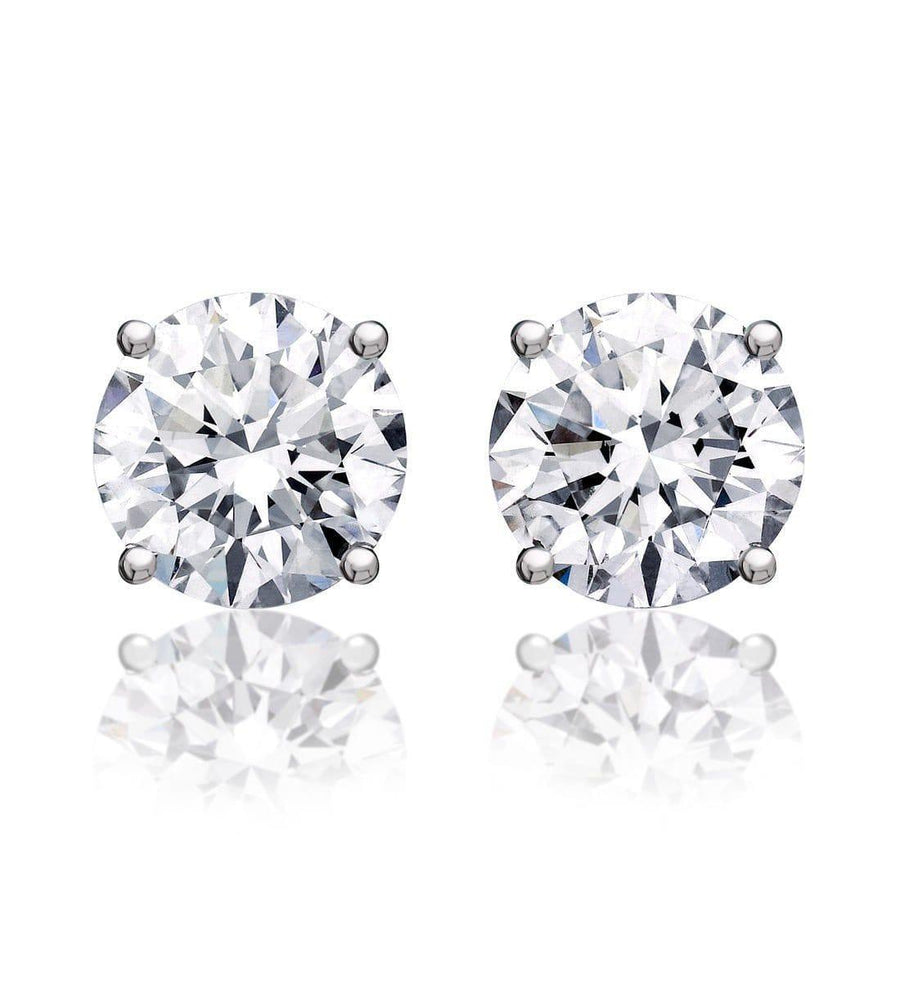 3 ct Round Brilliant Cut Diamond Stud Earrings - BenzDiamonds