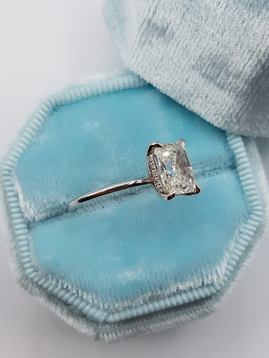 2.15 Carat Cushion Cut Hidden Halo Diamond Engagement Ring - BenzDiamonds