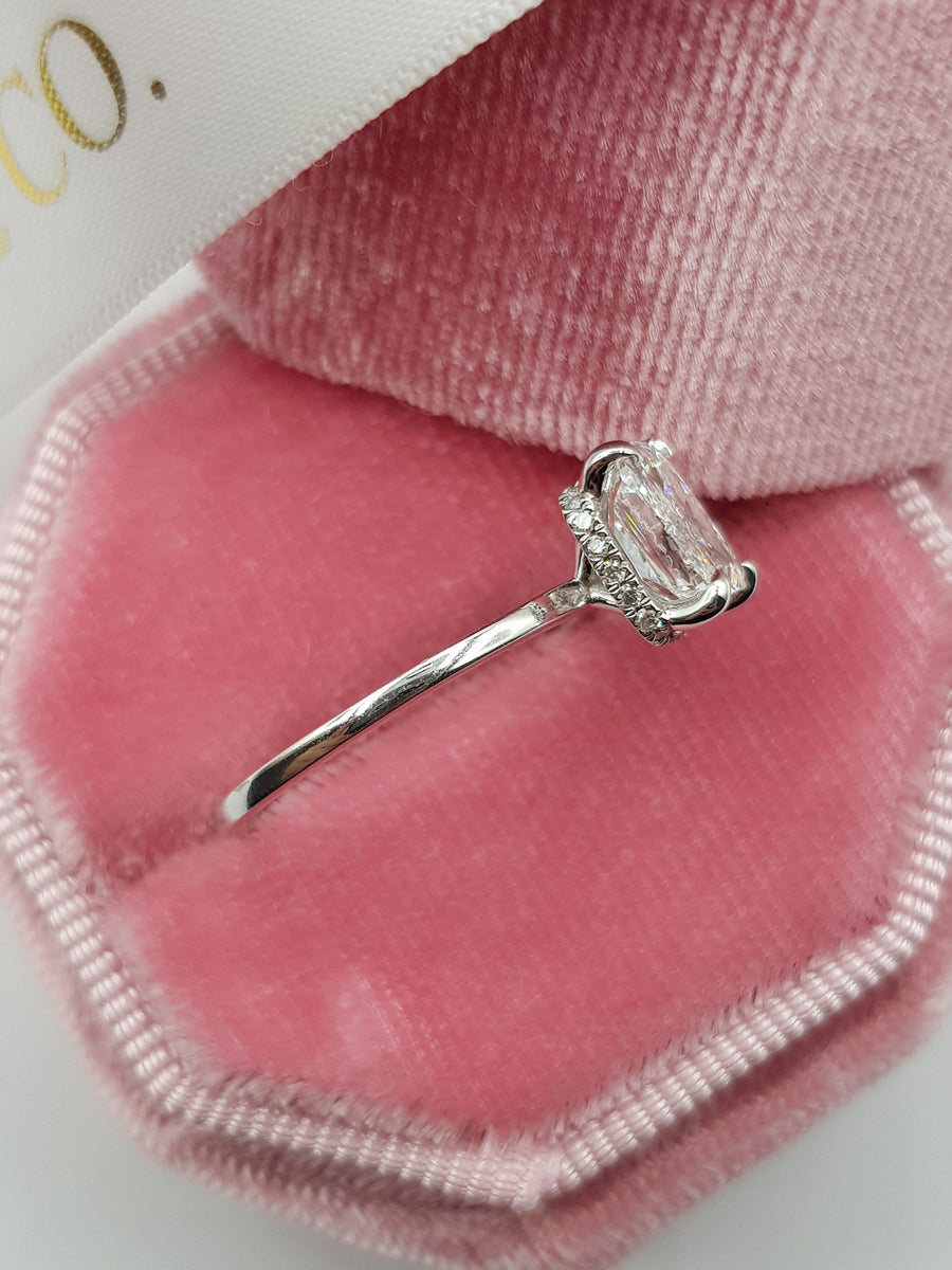 1.70 Carat Cushion Cut Hidden Halo Diamond Engagement Ring - BenzDiamonds