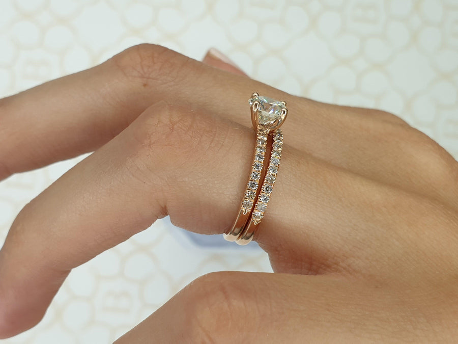 1.80 Carats Round Brilliant Cut Micropave Side Stones Diamond Engagement Bridal Set - BenzDiamonds
