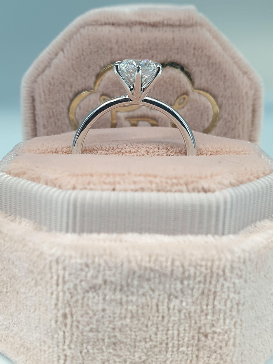 1 Carat Round Brilliant Cut Six Prongs Diamond Engagement Ring - BenzDiamonds