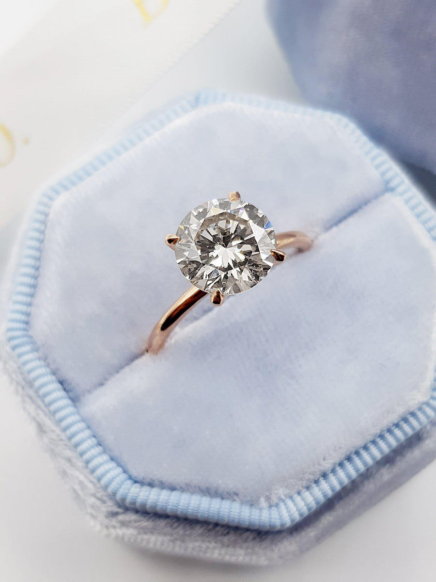 2 Carat Round Brilliant Cut Diamond Engagement Ring in Rose Gold - BenzDiamonds
