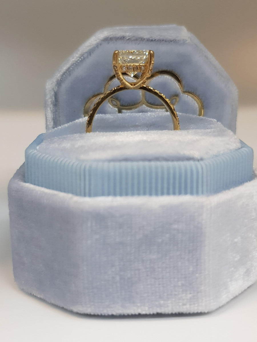 2.50 Carat Princess Cut Side Stones Hidden Halo Diamond Engagement Ring - BenzDiamonds