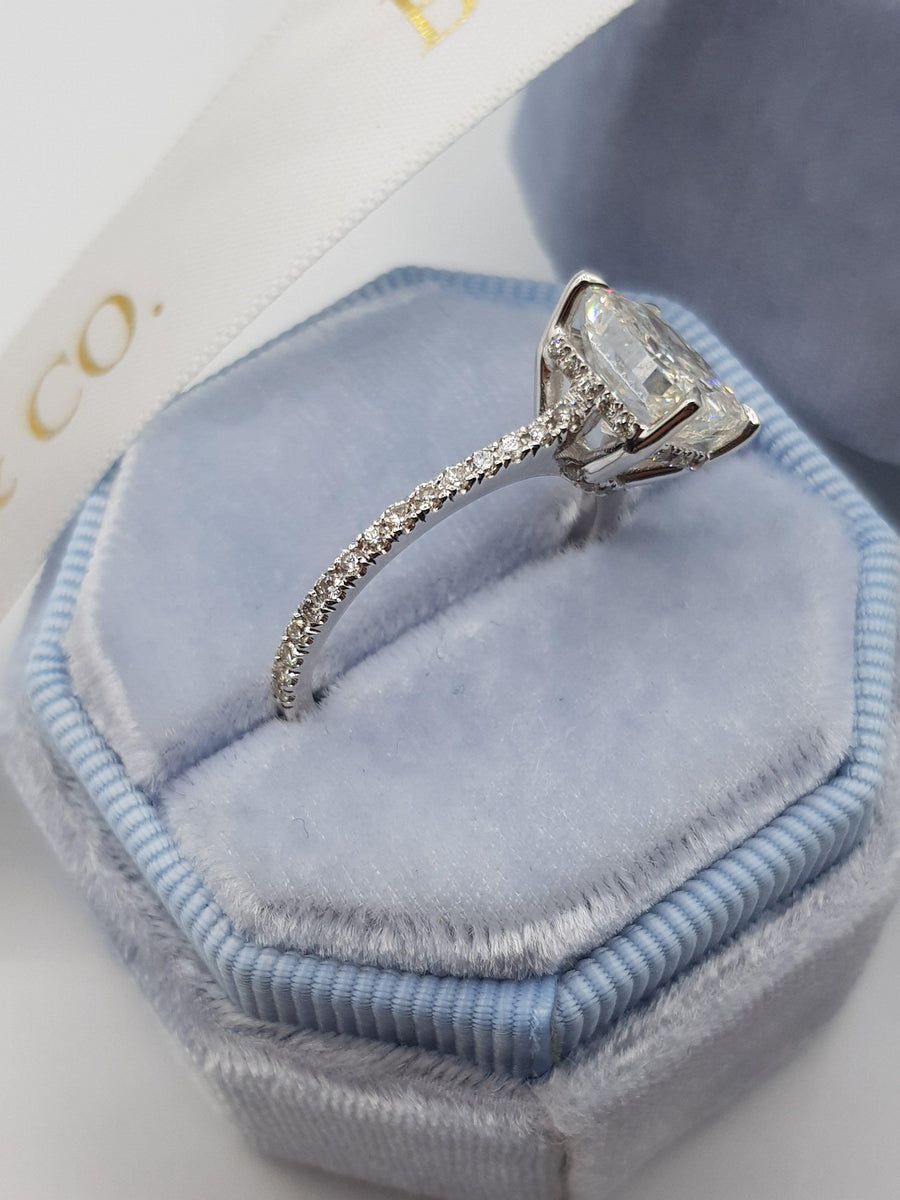 4 Carats Cushion Cut Cathedral Diamond Engagement Ring - BenzDiamonds