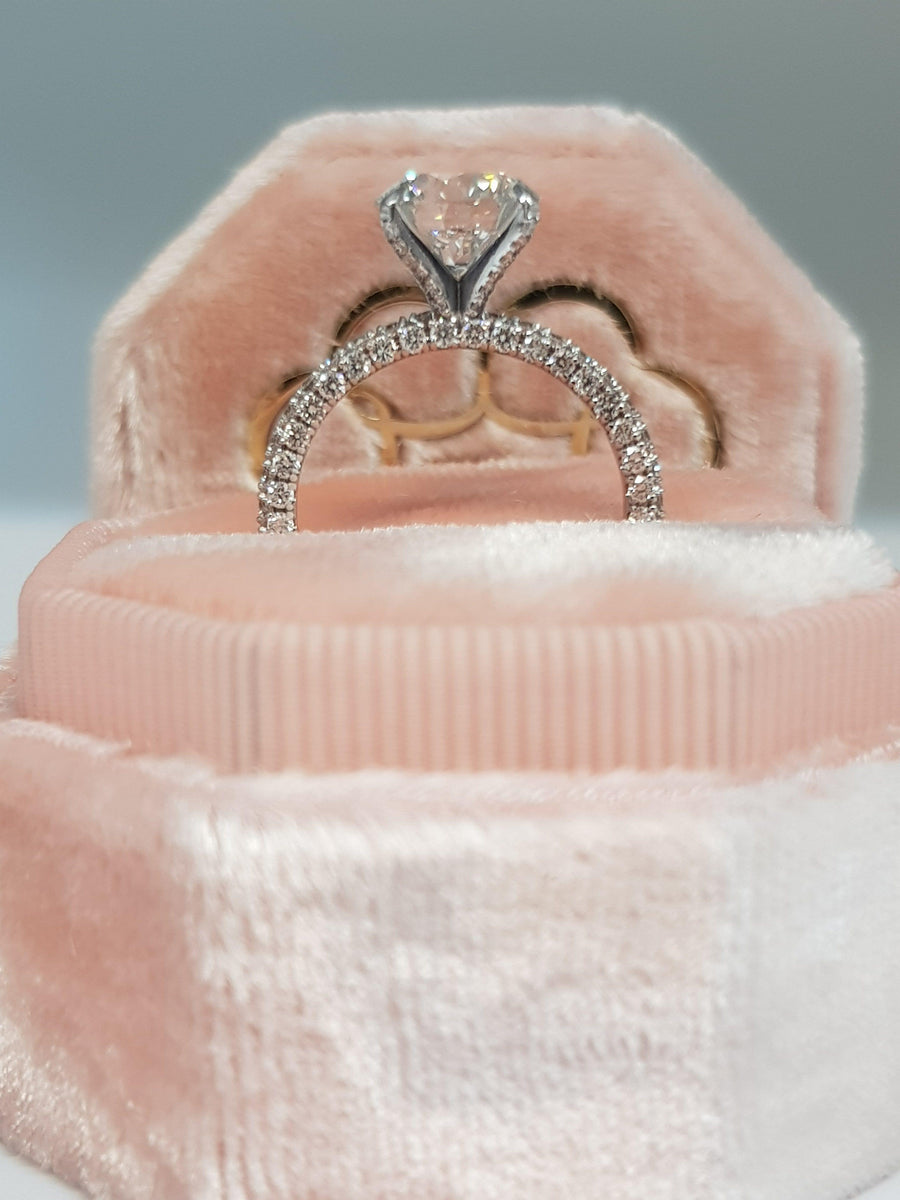 2.75 Carats Round Brilliant Cut Trio-Micropave Side Stones Diamond Engagement Ring - BenzDiamonds