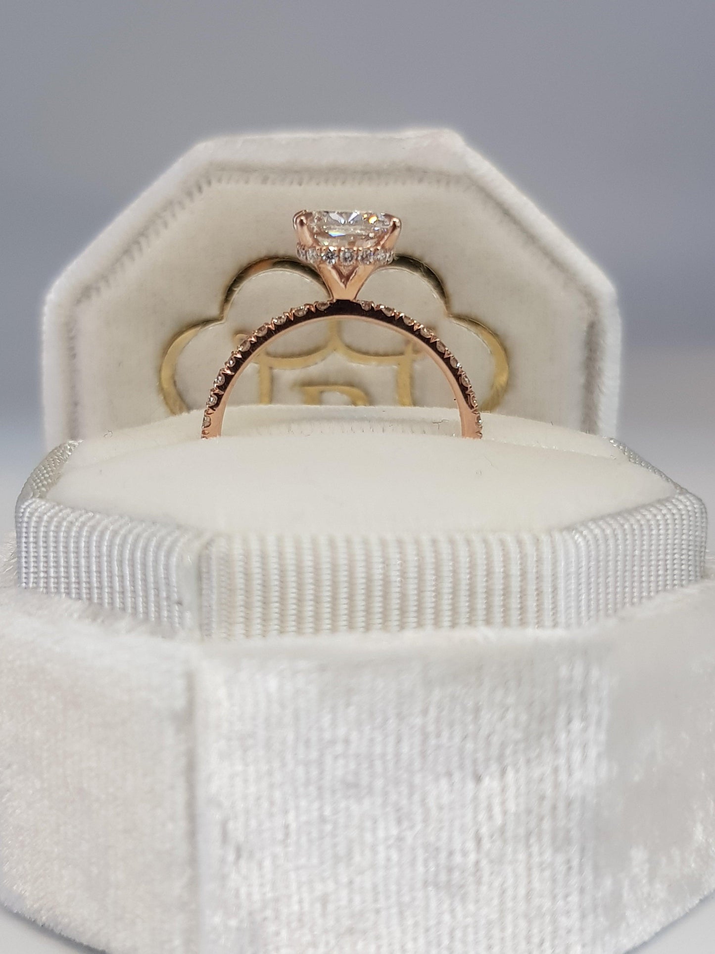 2 Carats Cushion Cut Micropave Side Stones Hidden Halo Diamond Engagement Ring - BenzDiamonds