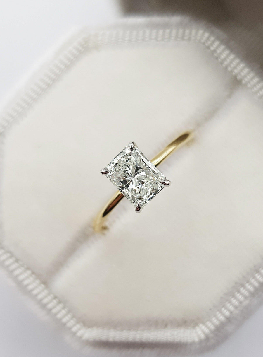 0.80 Carat Radiant Cut Two Tone Diamond Engagement Ring - BenzDiamonds