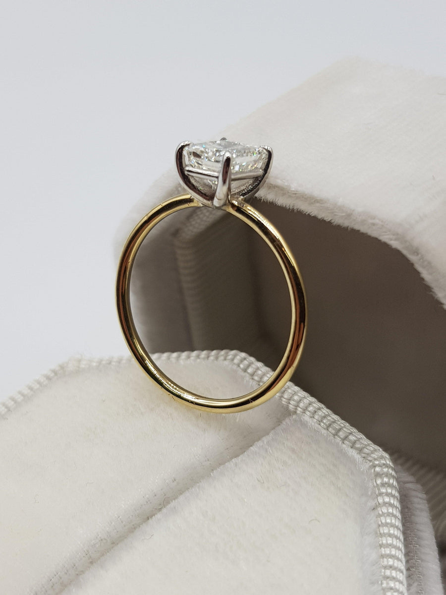 0.80 Carat Radiant Cut Two Tone Diamond Engagement Ring - BenzDiamonds