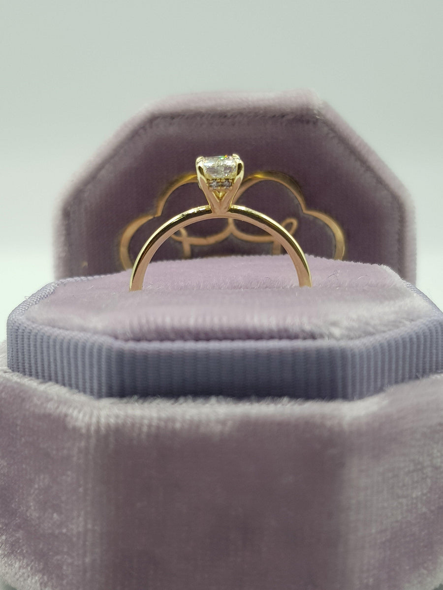 1.15 Carats Radiant Cut Hidden Halo Diamond Engagement Ring - BenzDiamonds