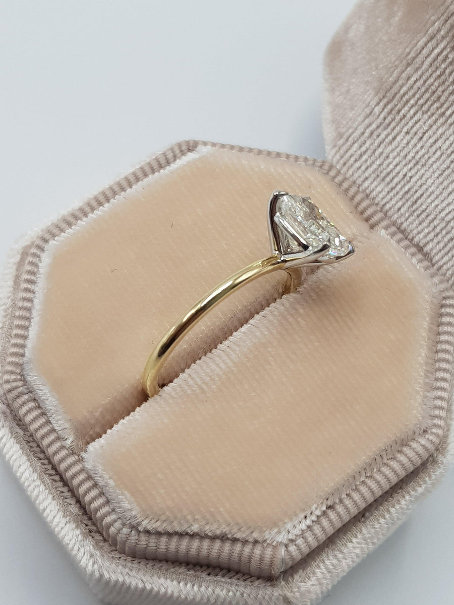 1.70 Carat Cushion Cut Solitaire Two-Tone Diamond Engagement Ring - BenzDiamonds