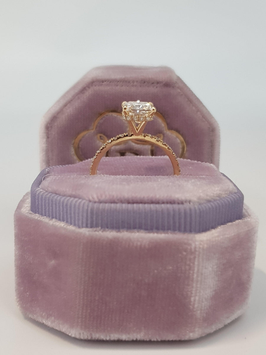 2.05 Carats Cushion Cut Micropave Side Stones Hidden Halo Diamond Engagement Ring - BenzDiamonds