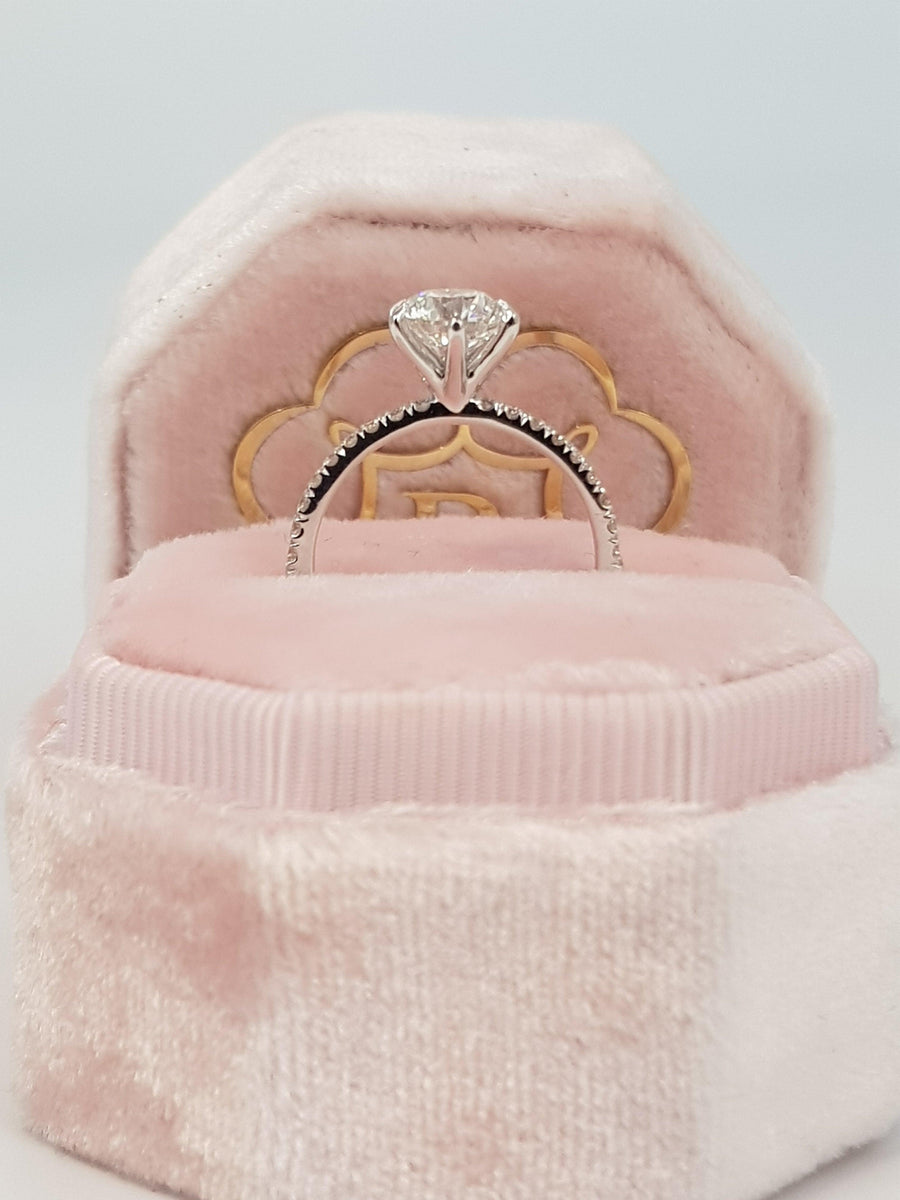 1.20 Carats Round Brilliant Cut Micropave Side Stones Diamond Engagement Ring - BenzDiamonds