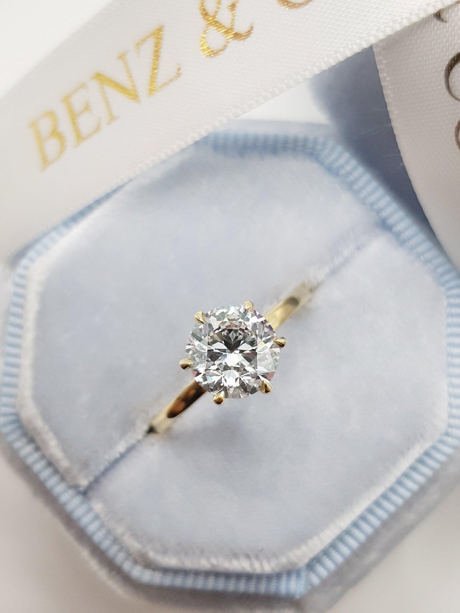1.73 Carats Round Brilliant Cut Hidden Halo Diamond Engagement Ring - BenzDiamonds
