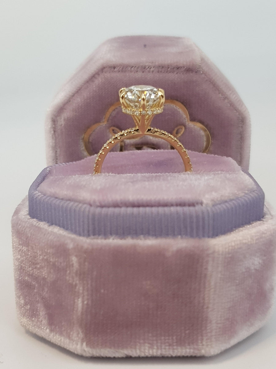 2.57 Carats Round Brilliant Cut Micropave Side Stones Hidden Halo Diamond Engagement Ring - BenzDiamonds