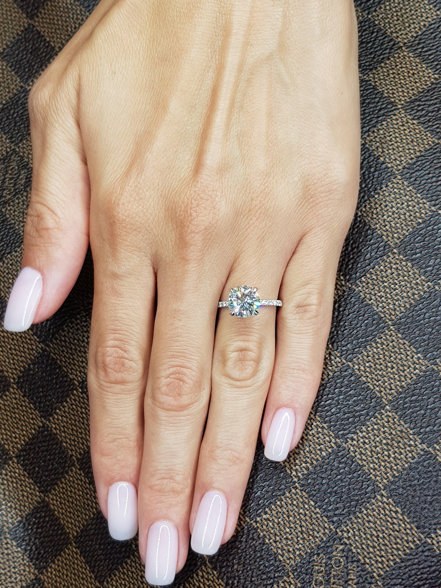 2.50 Carats Round Brilliant Cut Micropave Side Stones Hidden Halo Diamond Engagement Ring - BenzDiamonds