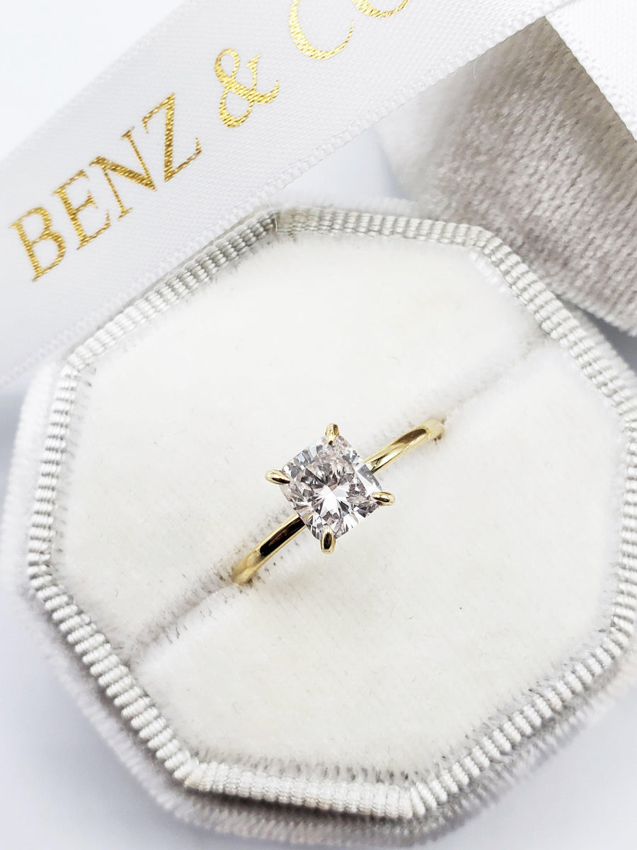 1.02 Carat Cushion Cut Solitaire Diamond Engagement Ring - BenzDiamonds