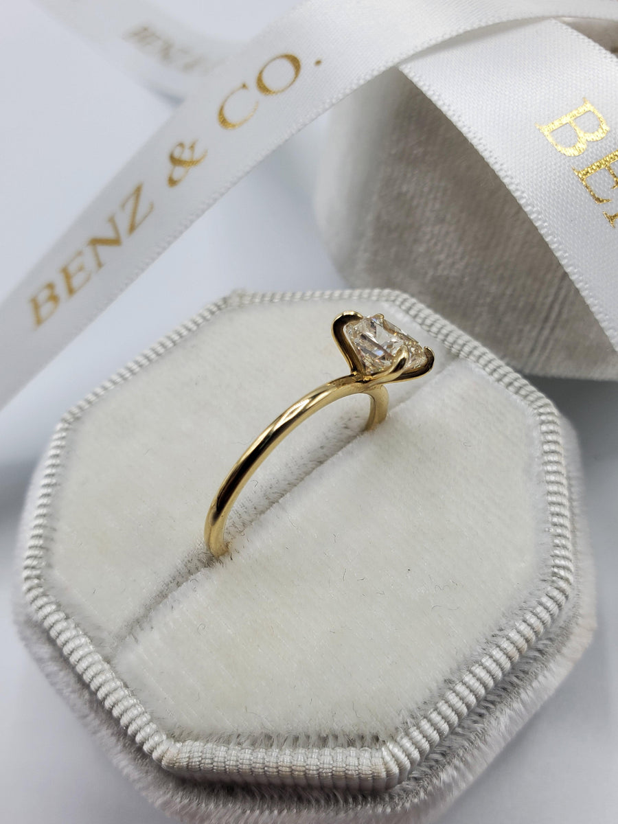 1.02 Carat Cushion Cut Solitaire Diamond Engagement Ring - BenzDiamonds