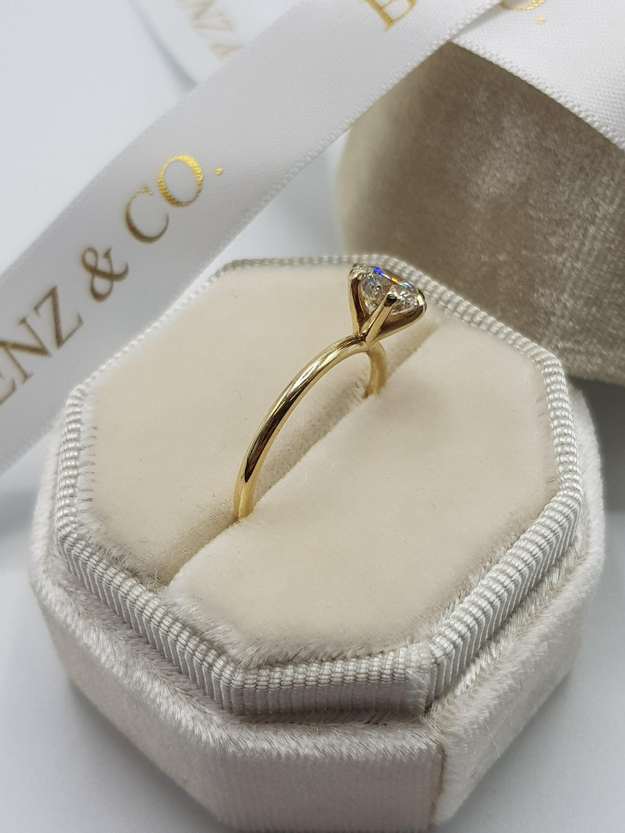 1.01 Carat Round Brilliant Cut Six Prongs Diamond Engagement Ring in Yellow Gold - BenzDiamonds