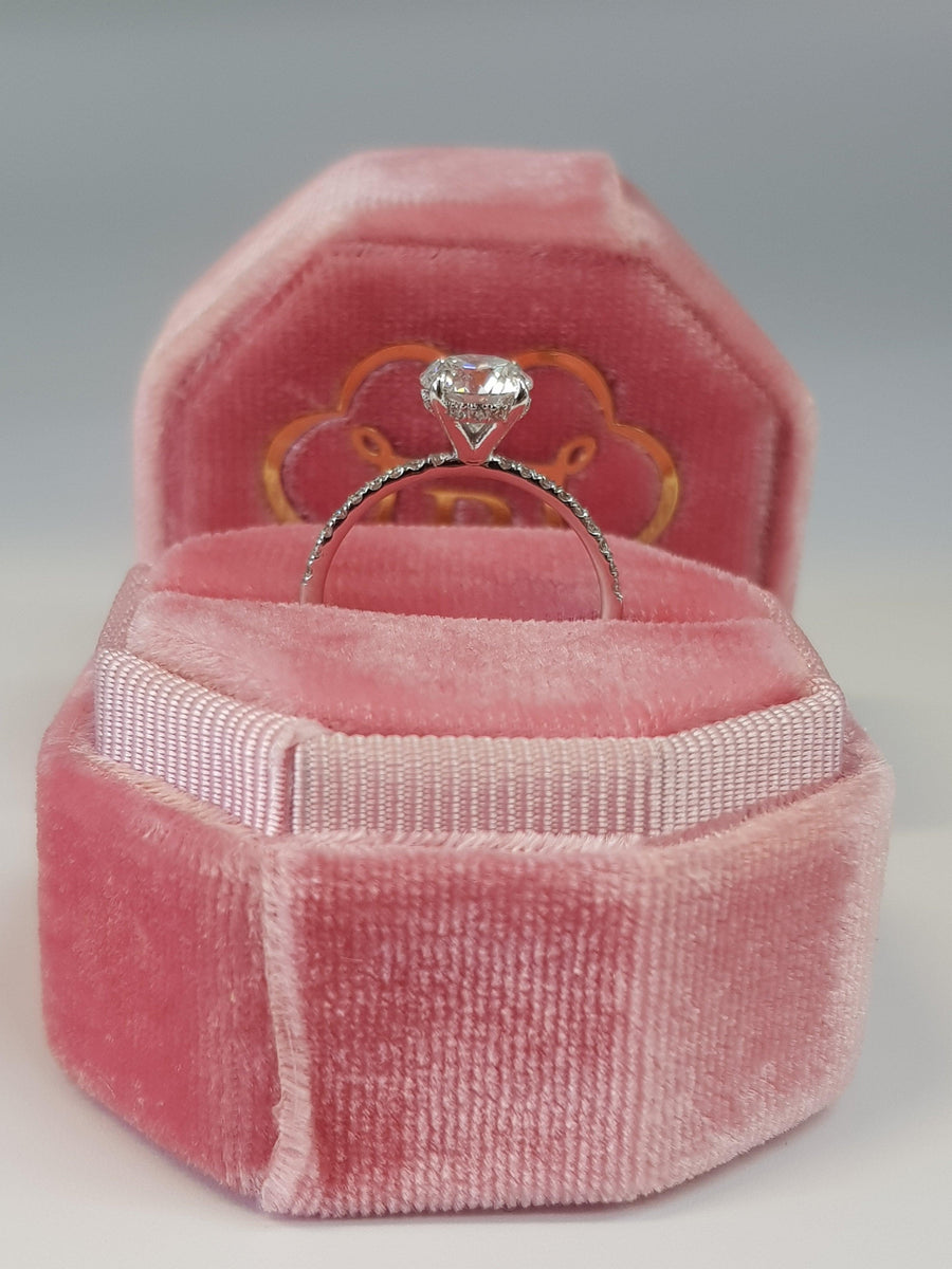 1.50 Carats Round Brilliant Cut Micropaved Side Stones Hidden Halo Diamond Engagement Ring - BenzDiamonds