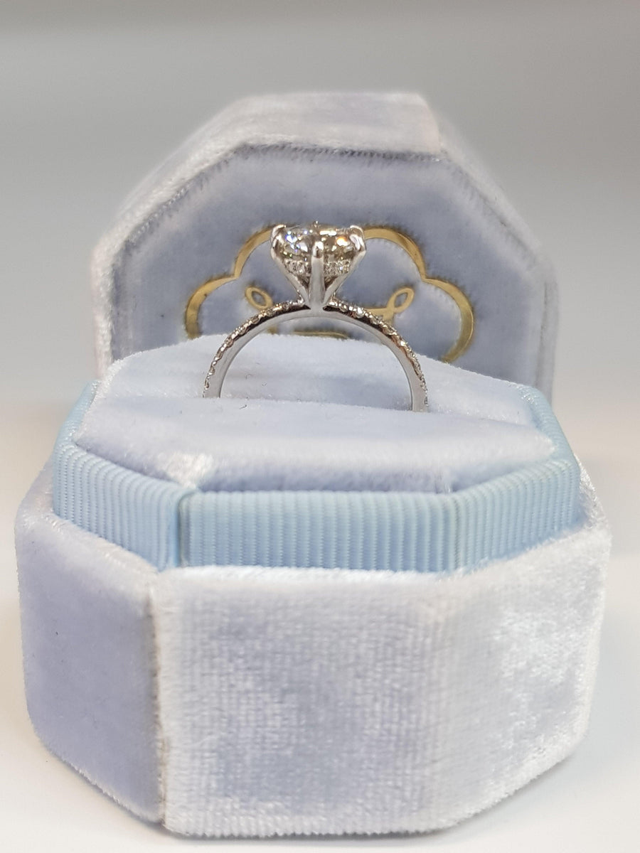 2.01 Carats Round Brilliant Cut Micropave Side Stones Hidden Halo Diamond Engagement Ring - BenzDiamonds