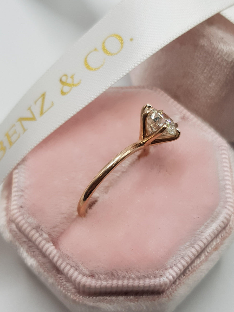 1.50 Carat Round Brilliant Cut Six Prongs Diamond Engagement Ring in Rose Gold - BenzDiamonds