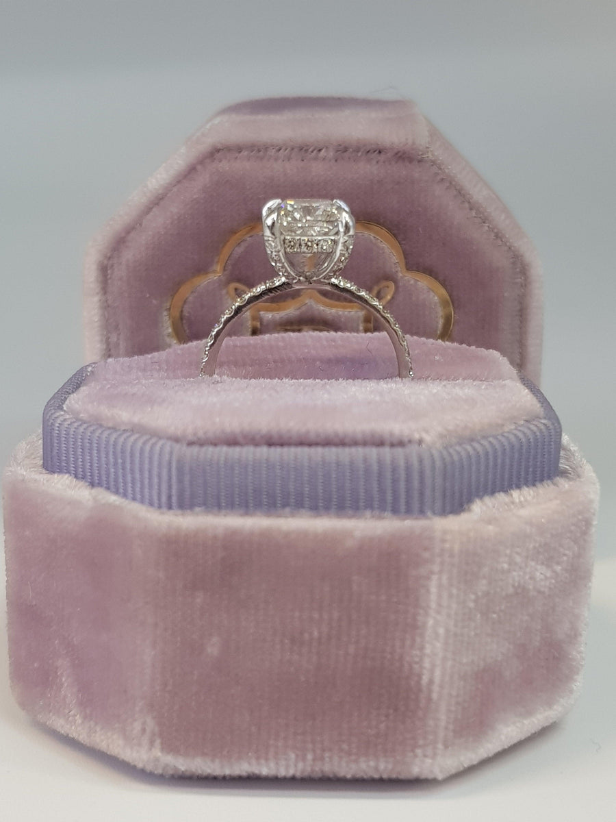 1.90 Carats Cushion Cut Accented Basket Diamond Engagement Ring - BenzDiamonds