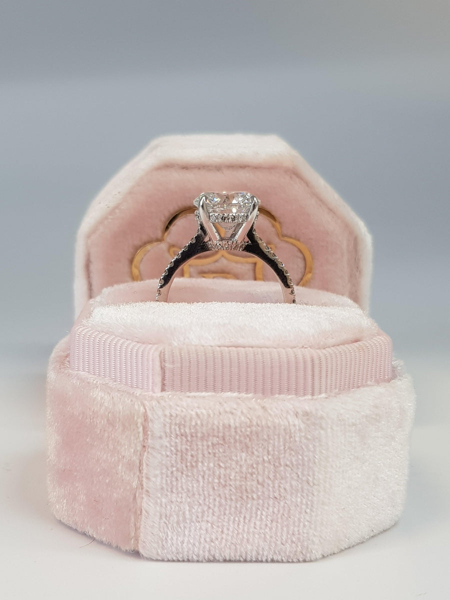 3.65 Carats Round Brilliant Cut Cathedral Diamond Engagement Ring - BenzDiamonds
