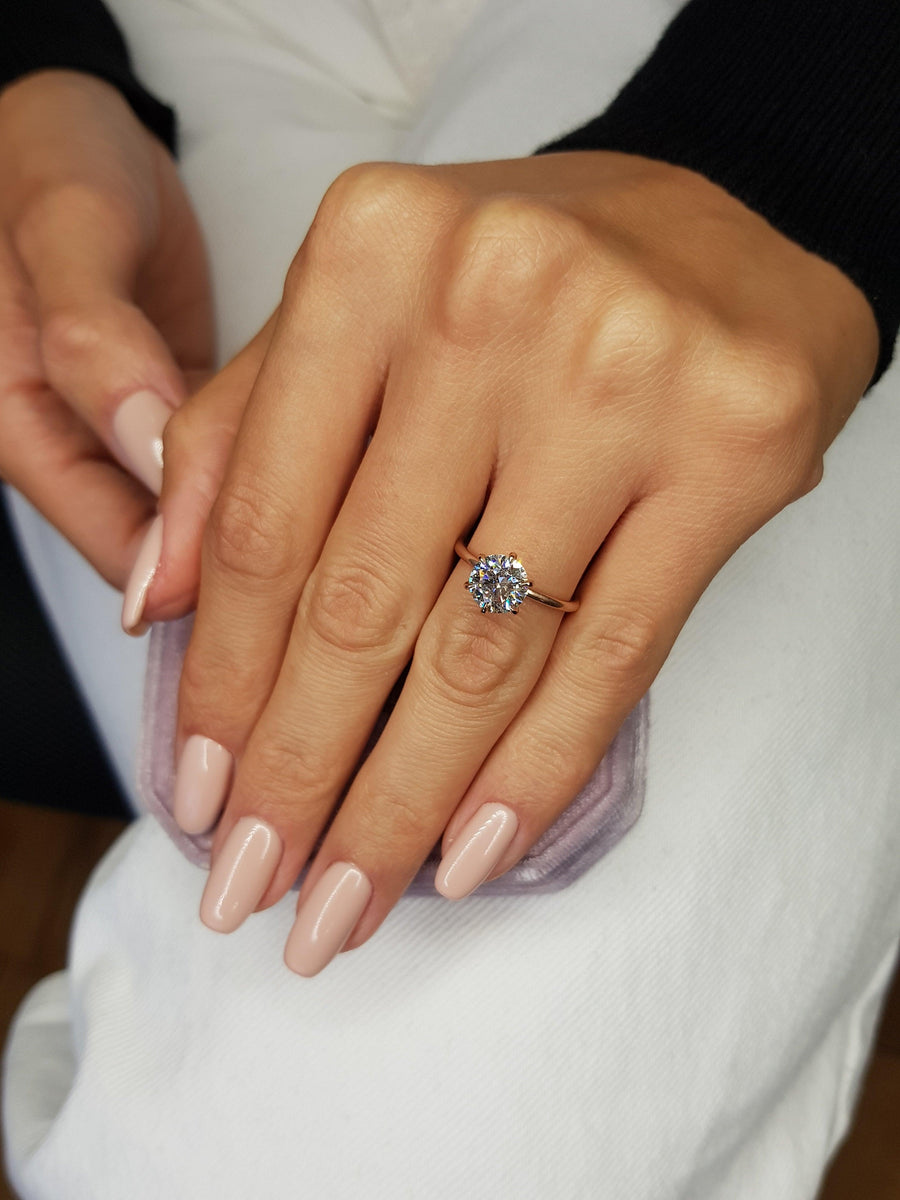 1.50 Carat Round Brilliant Cut Six Prongs Diamond Engagement Ring in Rose Gold - BenzDiamonds