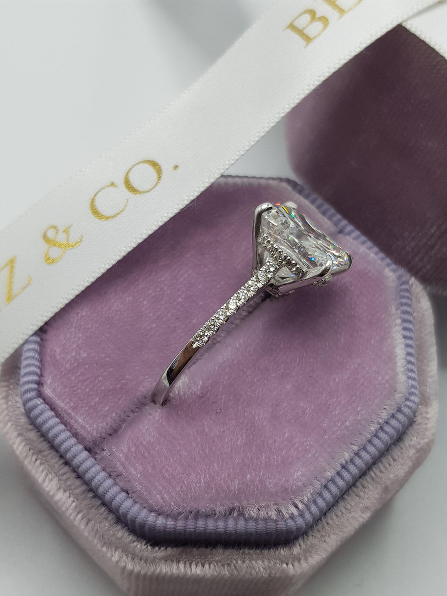5.52 Carats Cushion Cut Cathedral Diamond Engagement Ring - BenzDiamonds