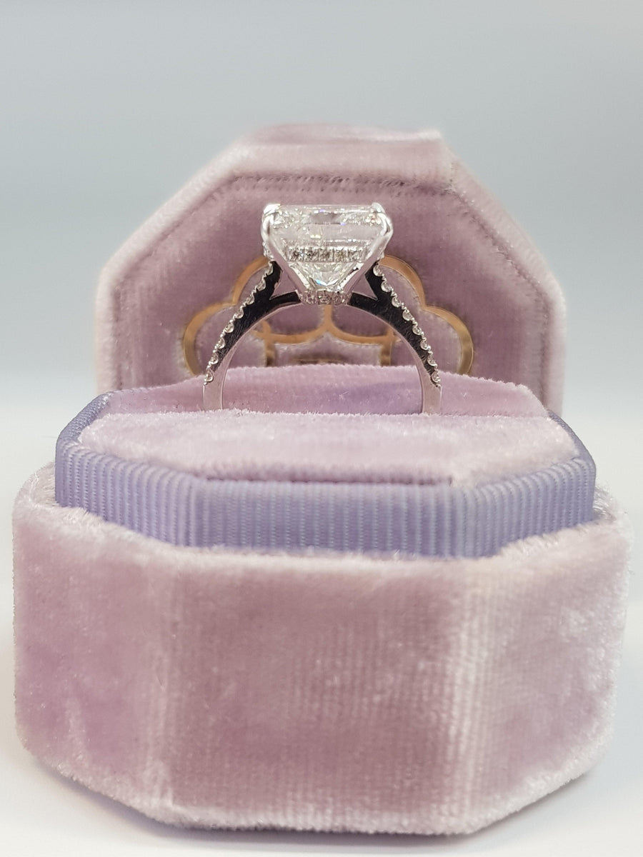 5.52 Carats Cushion Cut Cathedral Diamond Engagement Ring - BenzDiamonds