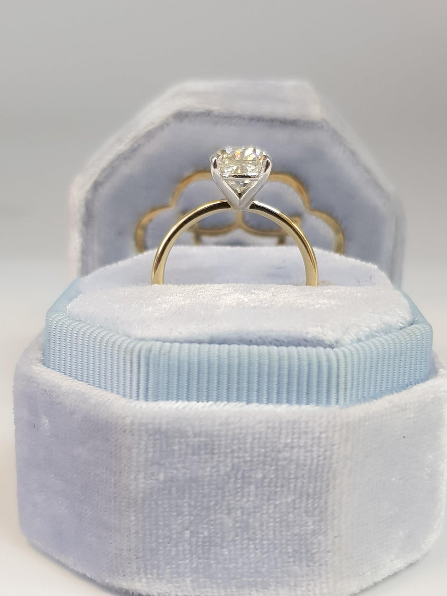 2.05 Carat Cushion Cut Solitaire Two-Tone Diamond Engagement Ring - BenzDiamonds