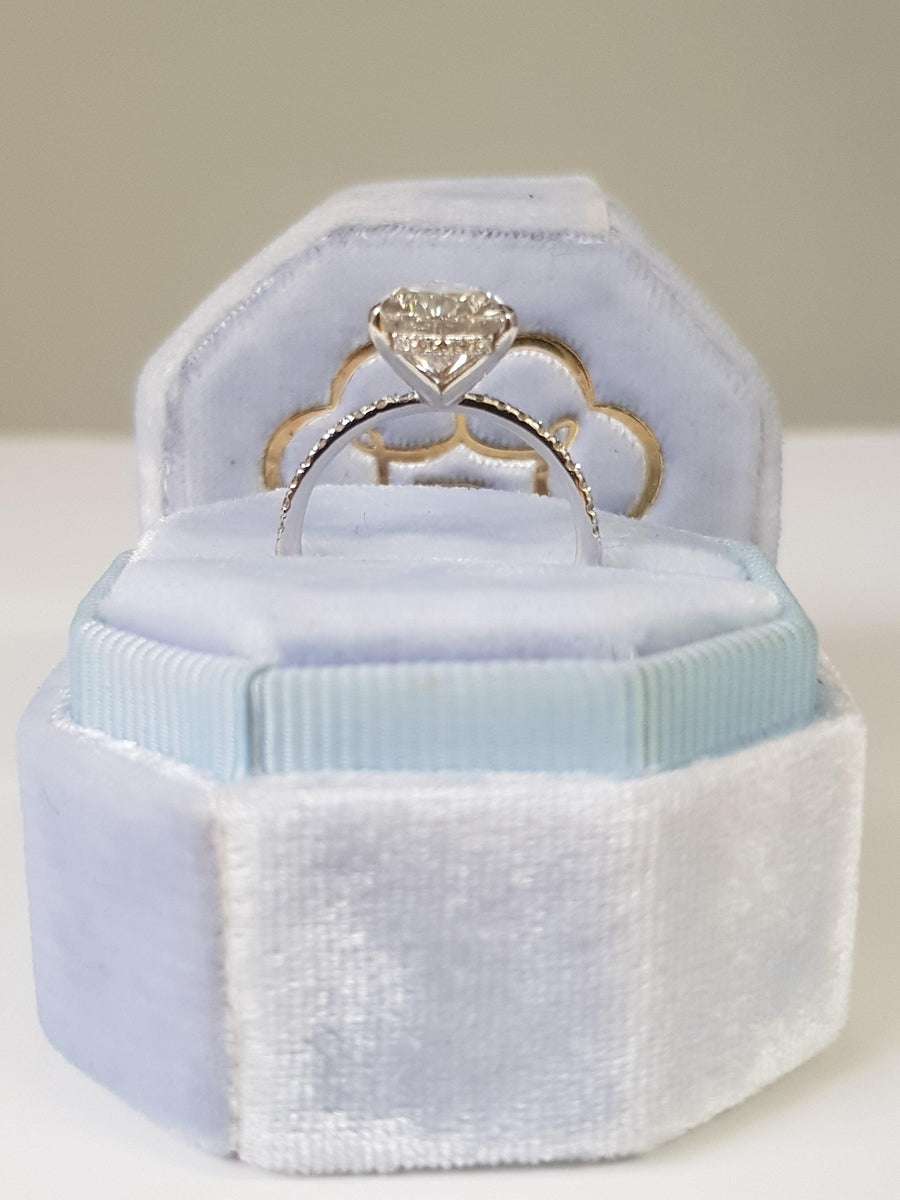 3.53 Carats Pear Shape Side Stones Hidden Halo Diamond Engagement Ring - BenzDiamonds