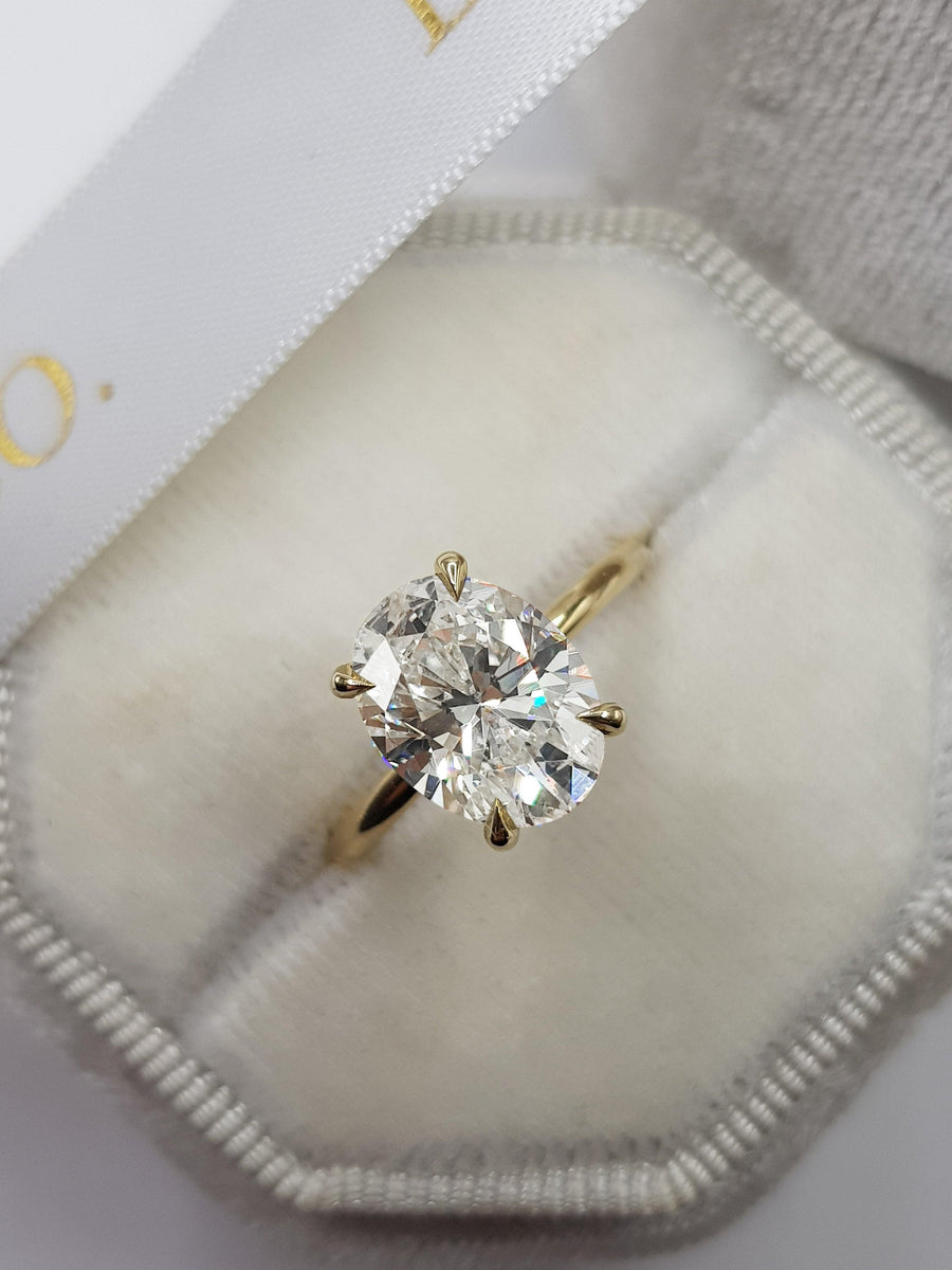 3 Carat Oval Cut Solitaire Diamond Engagement Ring - BenzDiamonds