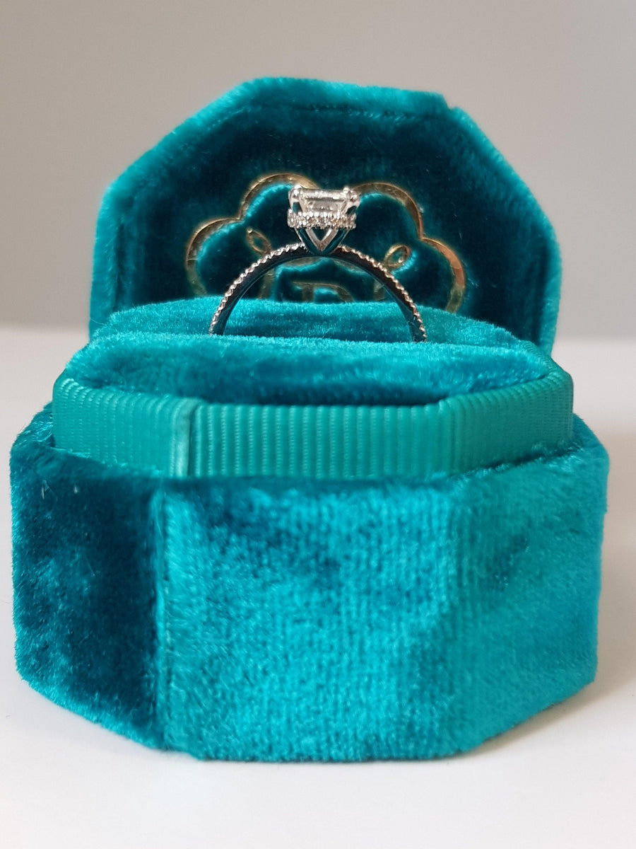 1.70 Carats Radiant Cut Micropaved Side Stones Hidden Halo Diamond Engagement Ring - BenzDiamonds