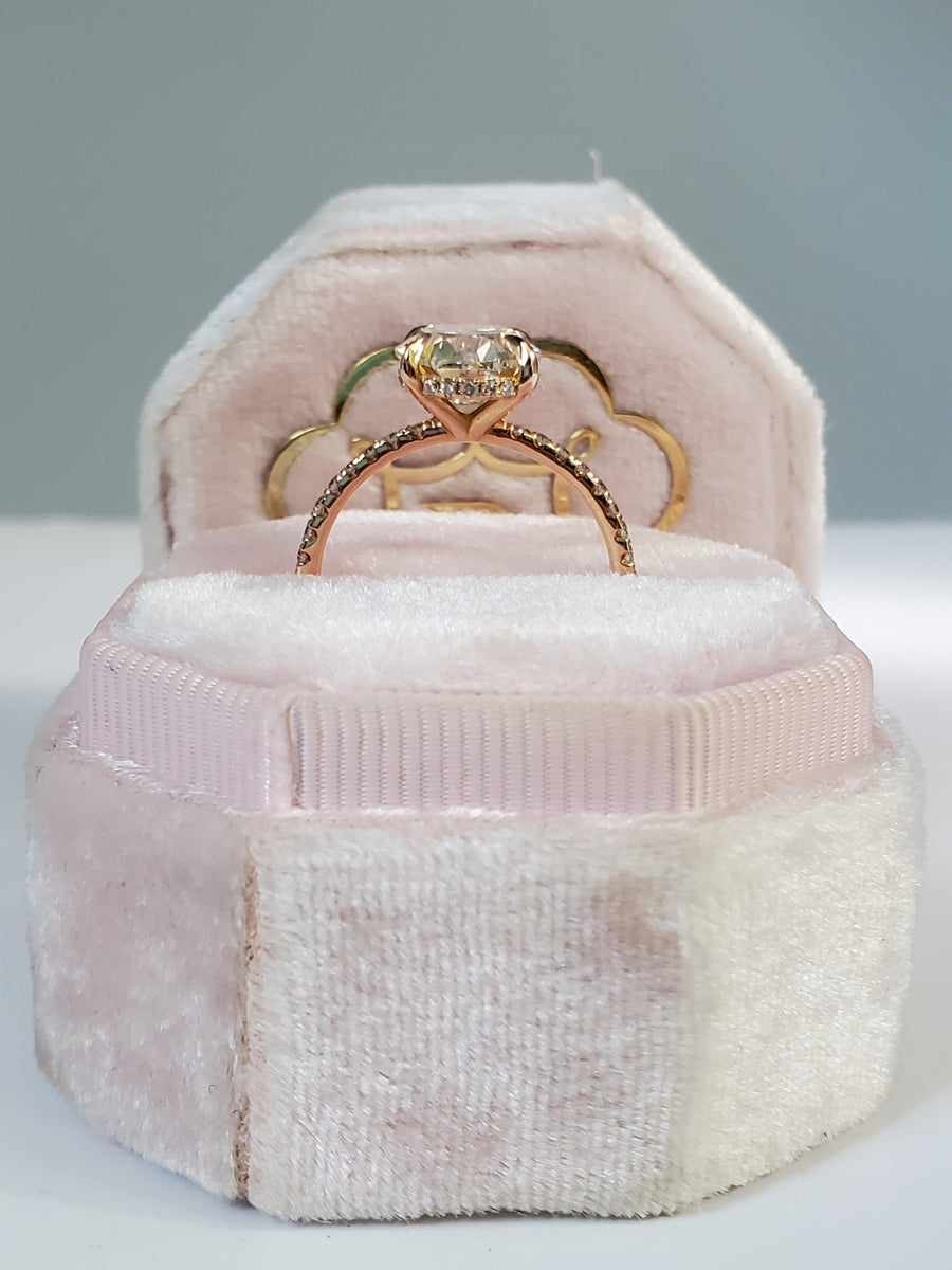 3.60 Carats Oval Cut Micropave Side Stones Hidden Halo Diamond Engagement Ring - BenzDiamonds