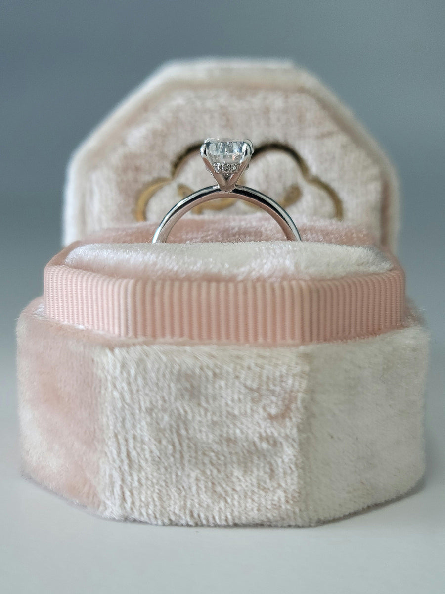 1.71 Carats Oval Cut Solitaire Hidden Halo Diamond Engagement Ring - BenzDiamonds
