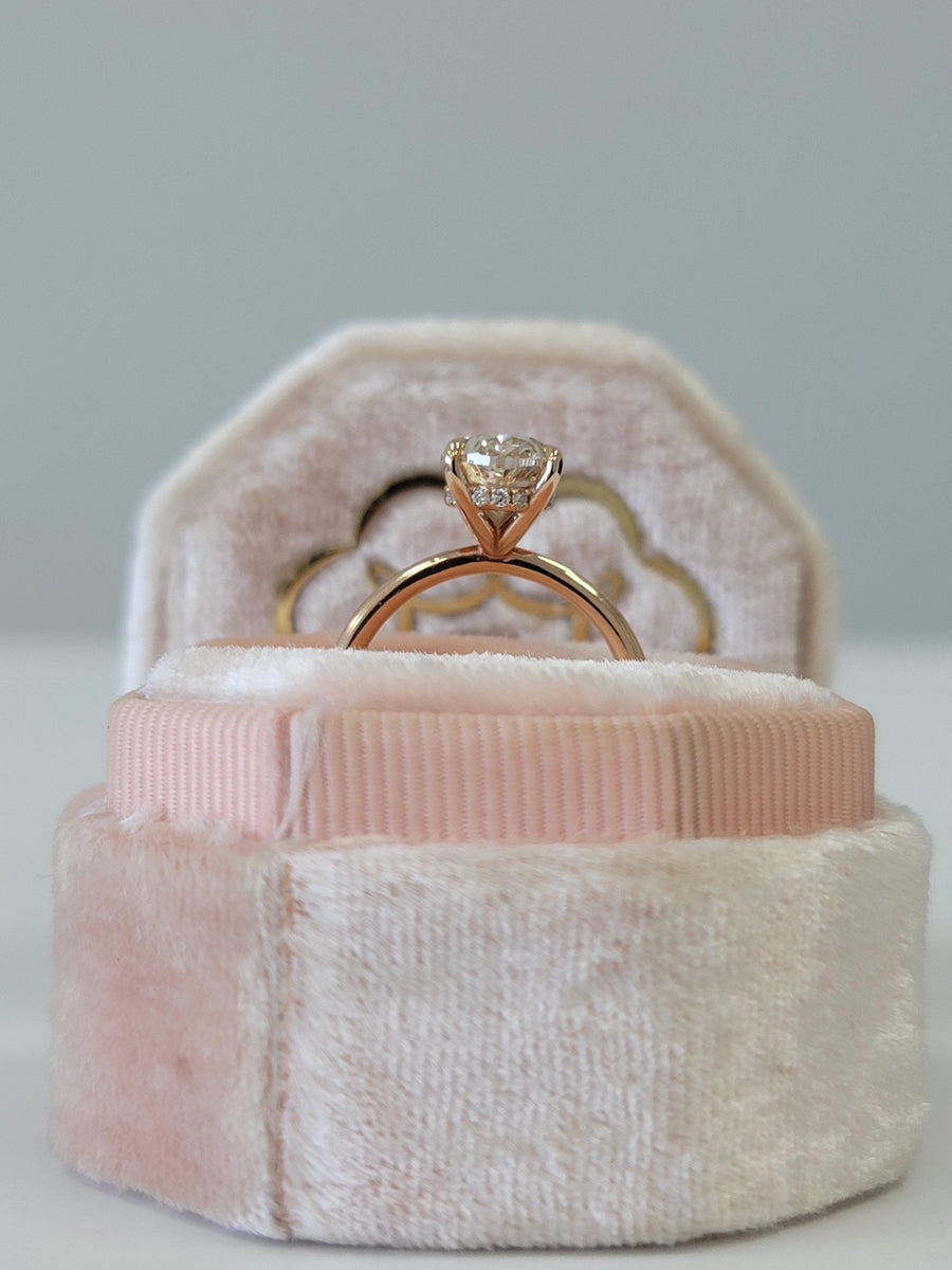 2.52 Carats Oval Cut Solitaire Hidden Halo Diamond Engagement Ring - BenzDiamonds