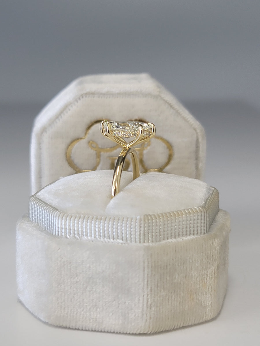 1.75 Carats Marquise Cut Solitaire Hidden Halo Diamond Engagement Ring