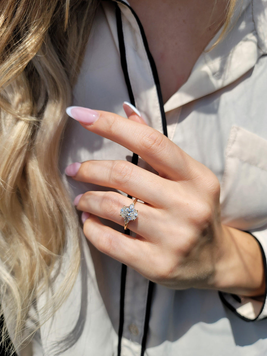 2.40 Carats Lab Grown Oval Cut with Pear Shape Side Stones Diamond Engagement Ring in Yellow Gold - BenzDiamonds