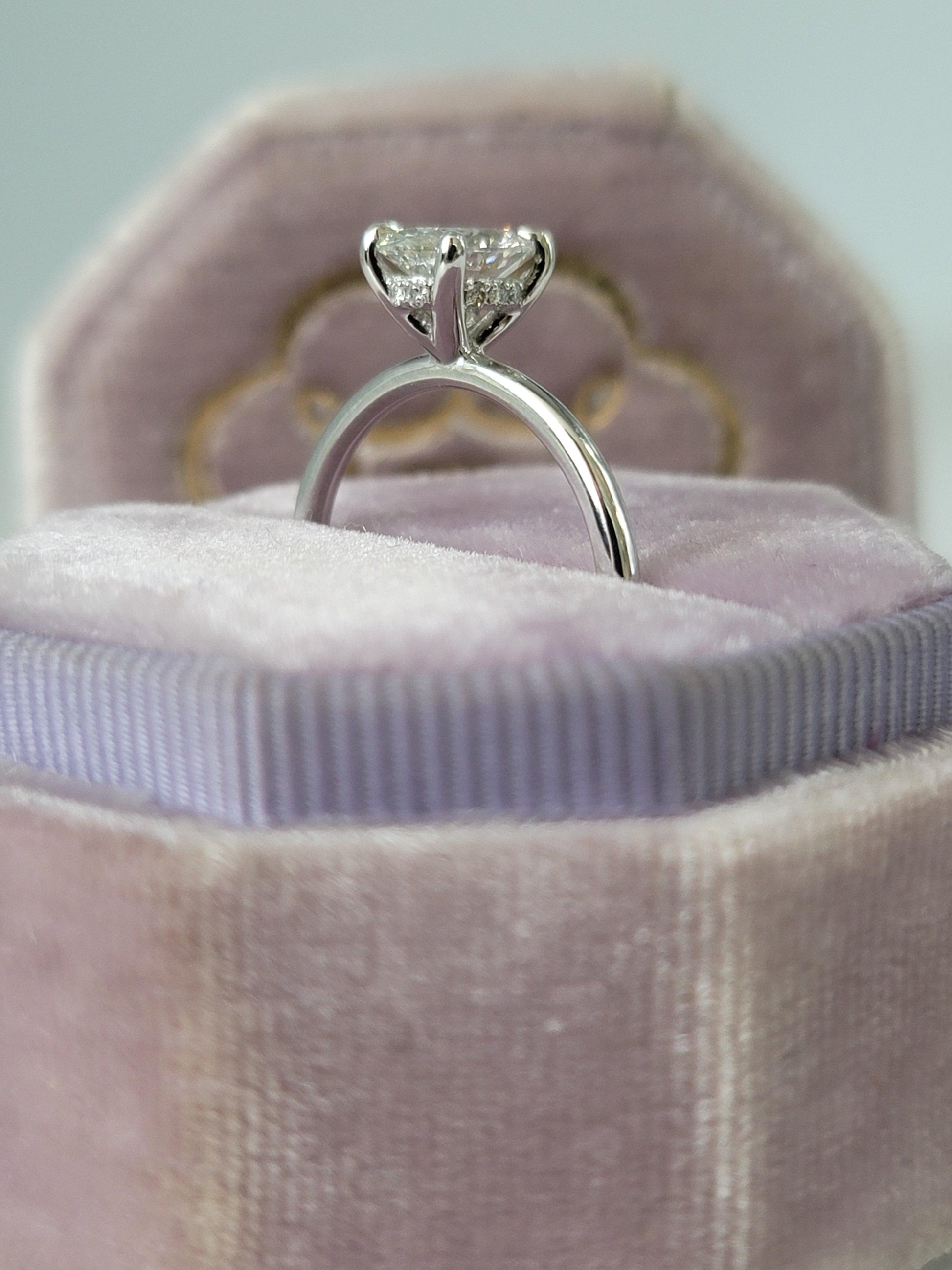 1.15 Carats Lab Grown Oval Cut Solitaire Hidden Halo Diamond Engagement Ring - BenzDiamonds
