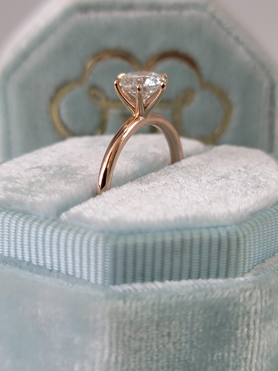 1.50 Carats Lab Grown Round Brilliant Cut Solitaire Diamond Engagement Ring in Rose Gold - BenzDiamonds
