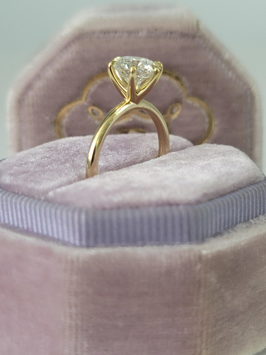 2.01 Carat Lab Grown Round Brilliant Cut Solitaire Diamond Engagement Ring in Yellow Gold - BenzDiamonds