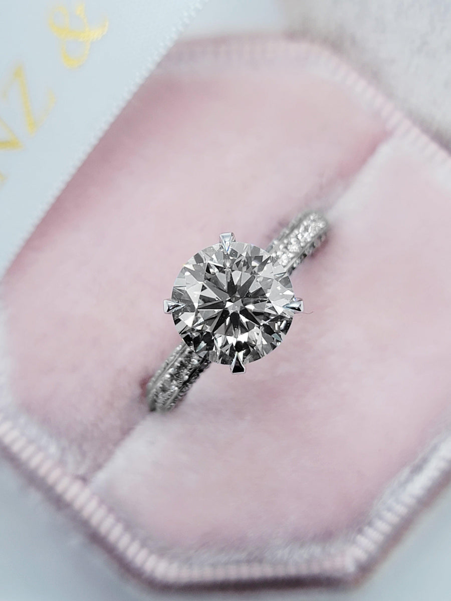 Trio micropavé diamond engagement ring Clearance